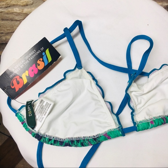 Depsi Brasil Tie Dye Tiny Triangle Bikini Top Blue - Picture 7 of 7